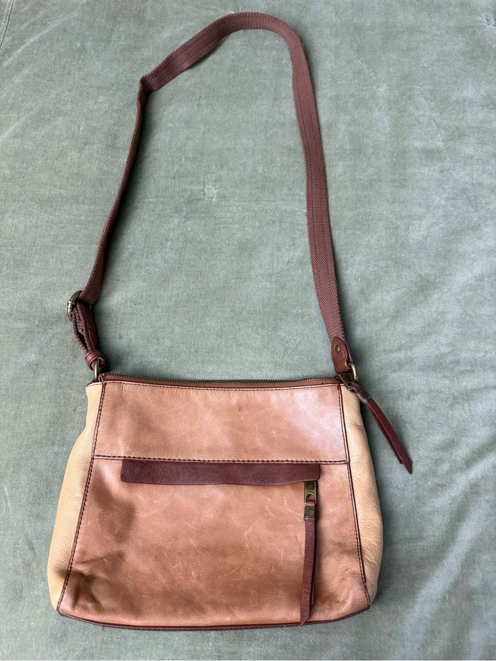 The Sak Brown Leather Crossbody Bag with Adjustable Strap OSP